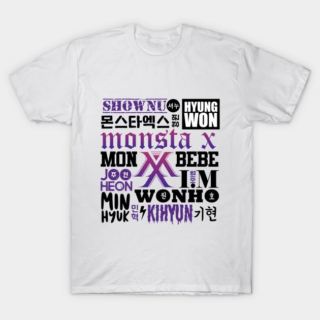 MONSTA X FONT COLLAGE T-Shirt by skeletonvenus